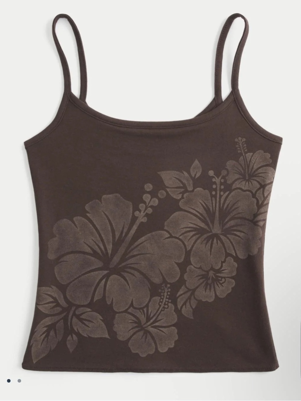 Hollister Callie Reversible Cami Brown Hibiscus Flower Scoop Neck Tank Top